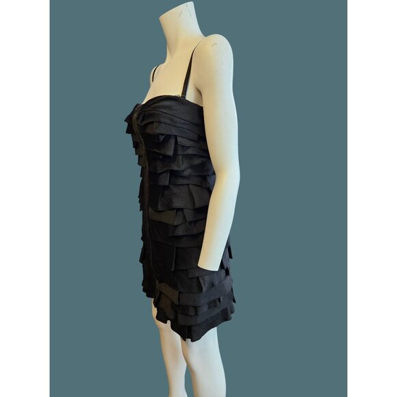 BCBGMAXAZRIA Brandie Tiered Ruffle Mini Front Zip Dress Women Size 4 - Picture 6 of 10